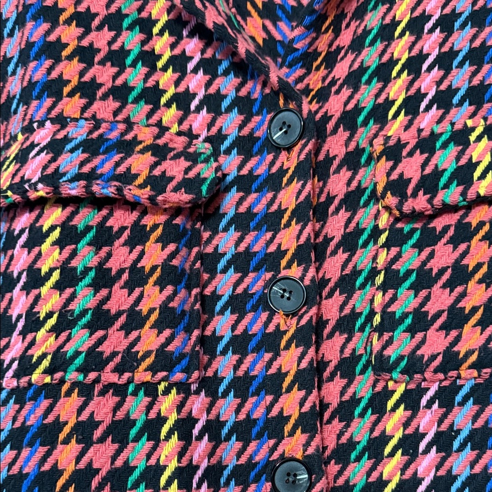 Colorful Houndstooth Button-Up Jacket - Picture 2 of 4
